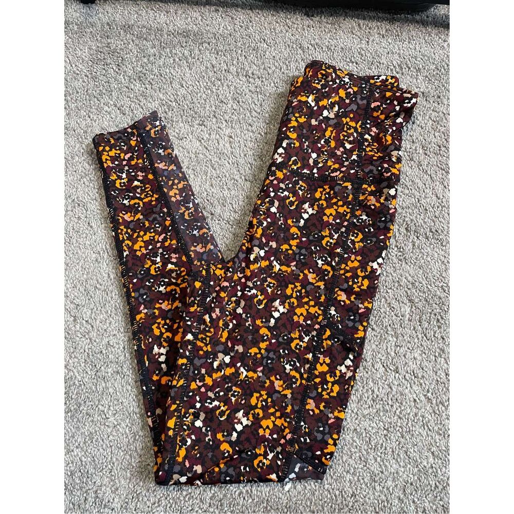 Laundry Size S Maroon and Orange Camouflage Ankle Length Leggings